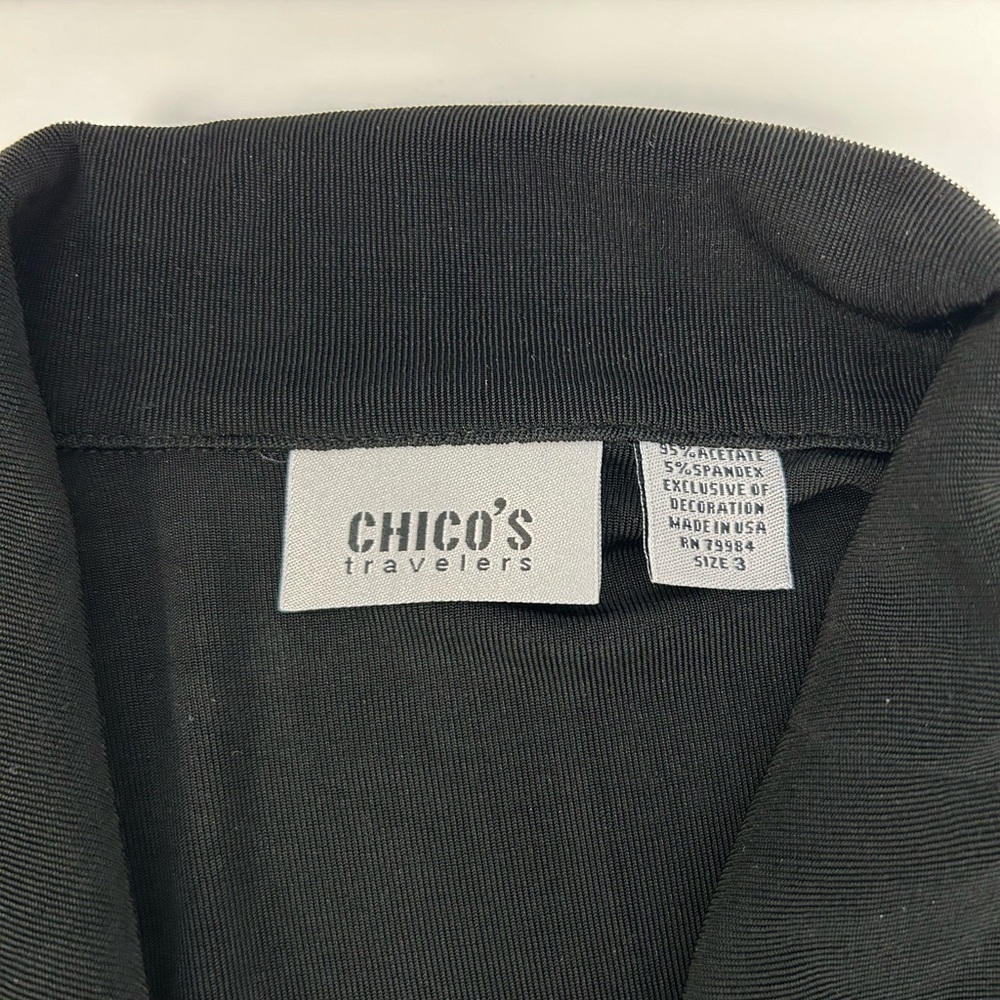 Chicos Traveler/ black button down top/ Size 3 - Picture 6 of 9